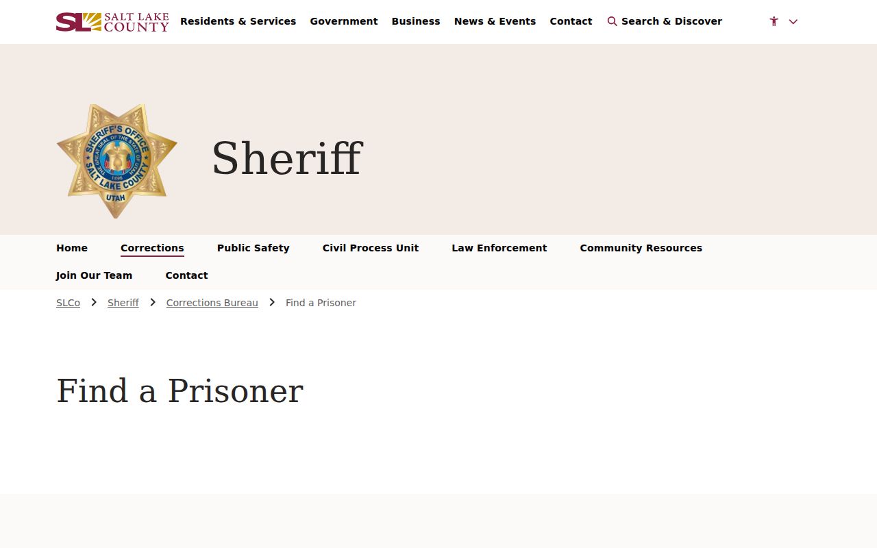 Salt Lake City people search through Salt Lake County prisoner records