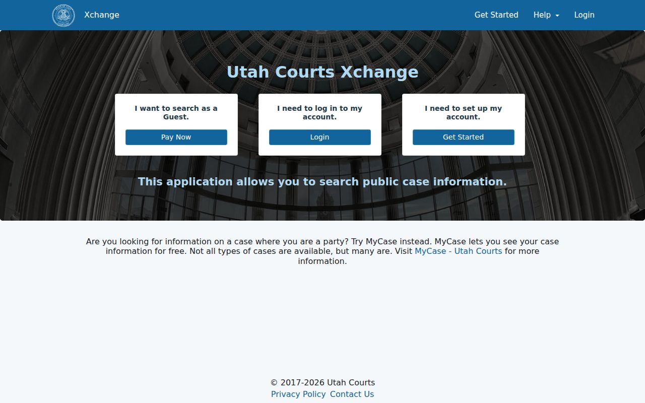Salt Lake City people search through Utah Courts Xchange court records