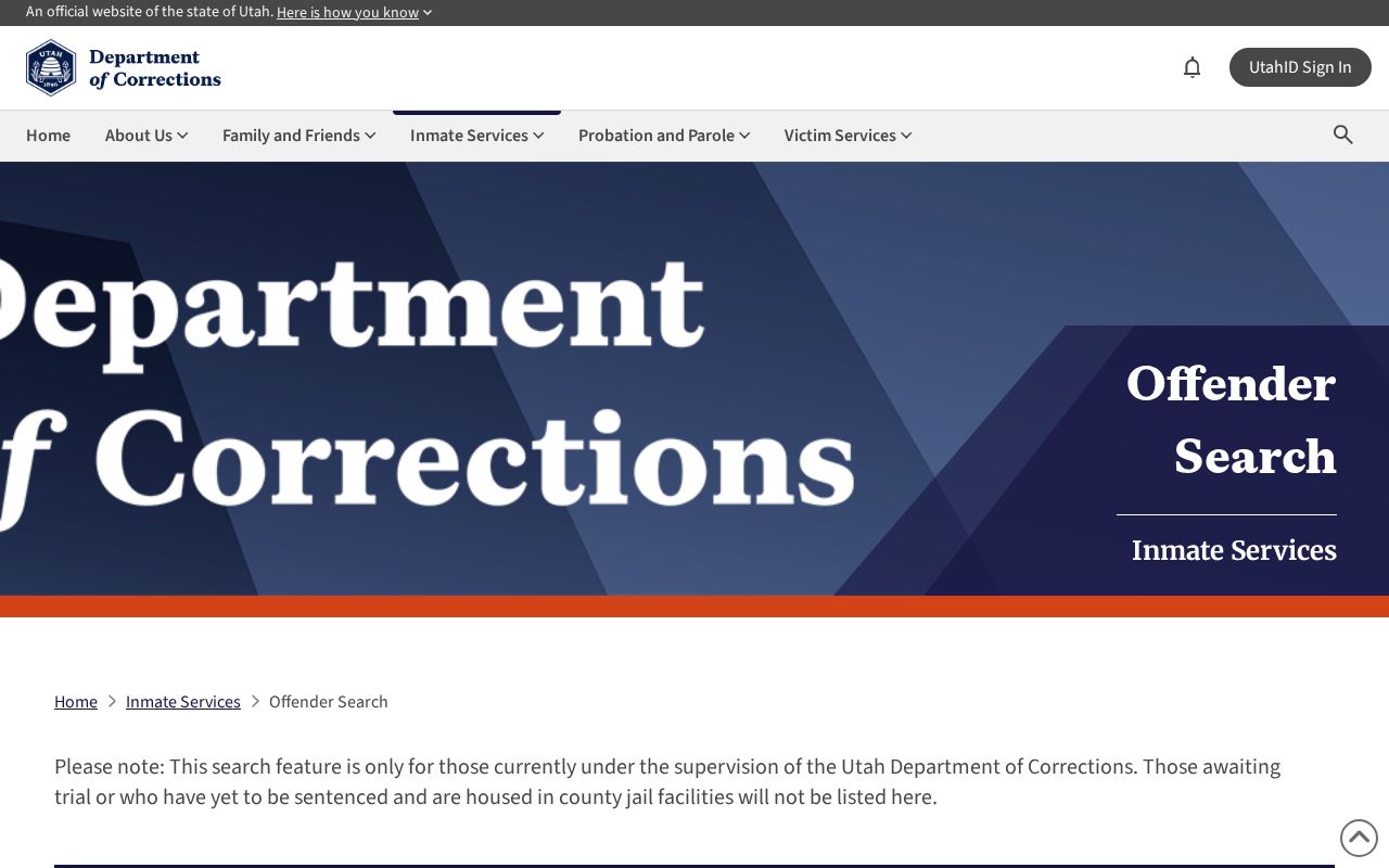 Salt Lake City people search using Utah Corrections offender records