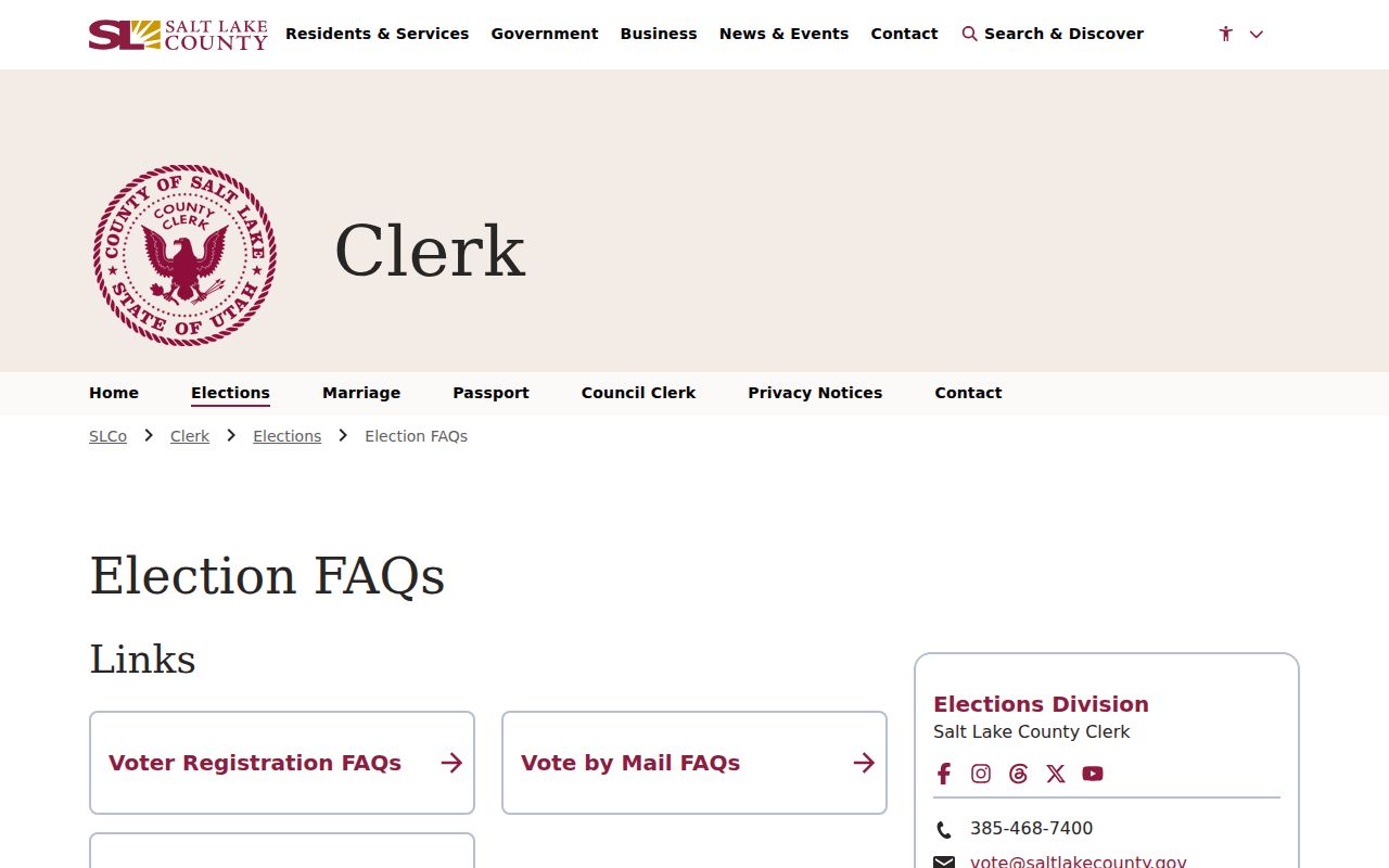 Salt Lake City voter records and Salt Lake County elections guidance